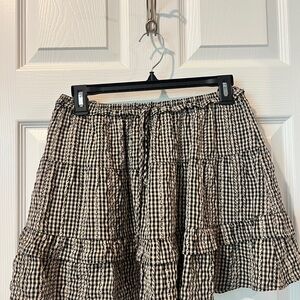 Le Lis Black and Tan gingham A-Line Skirt